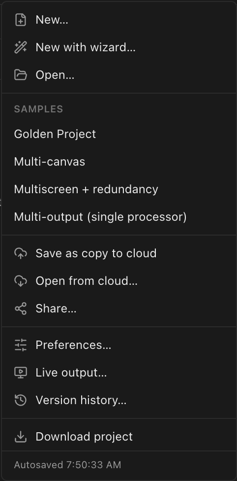 The open File menu with the autosave heartbeat in its footer
