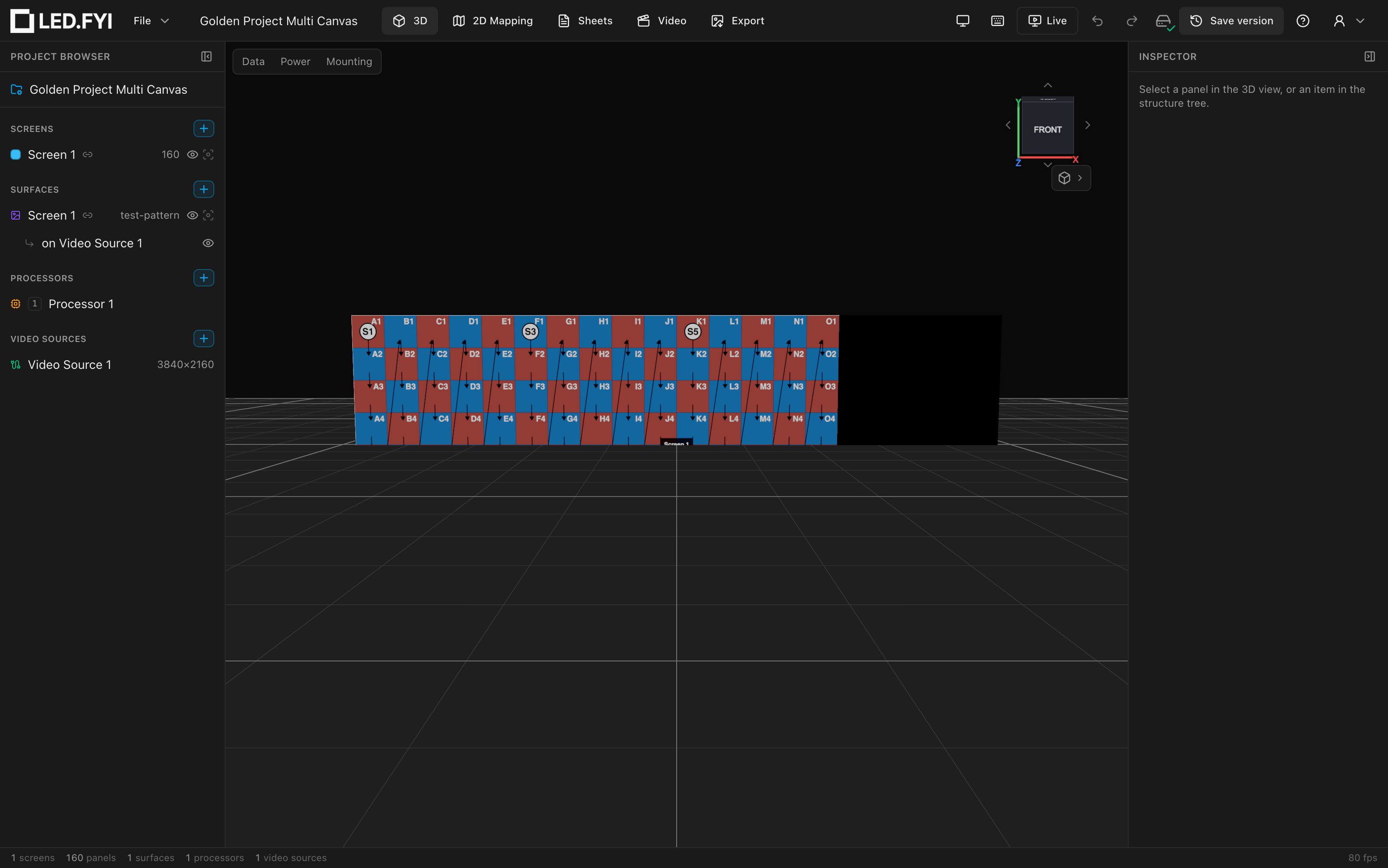 The freshly created 160-panel wall on the 3D workbench