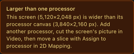 The "Larger than one processor" warning on the screen