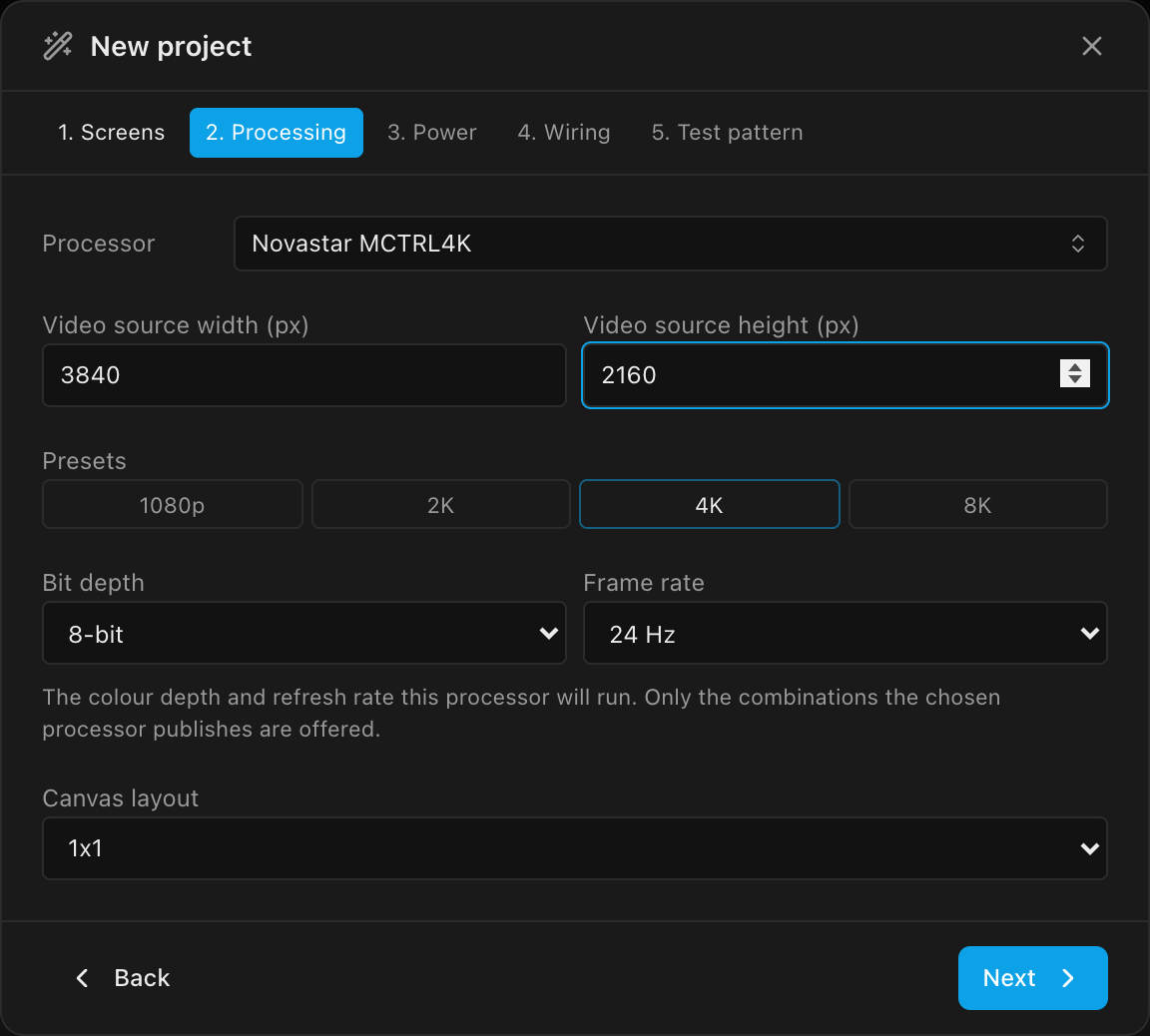 Processing step with the MCTRL4K and a 3840×2160 video source