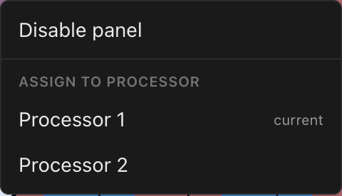 The 2D right-click menu with the Assign to processor group