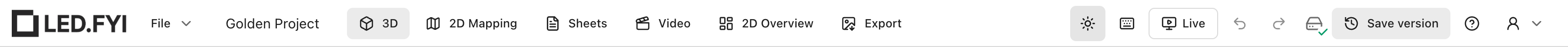 The top bar in the light theme, with the sun icon showing the Light state