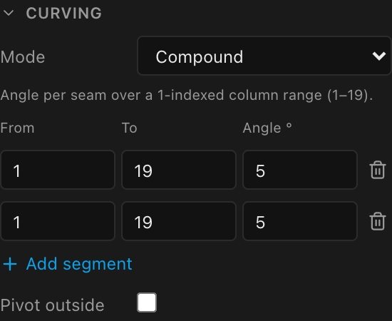 The Curving section in Compound mode with two segments
