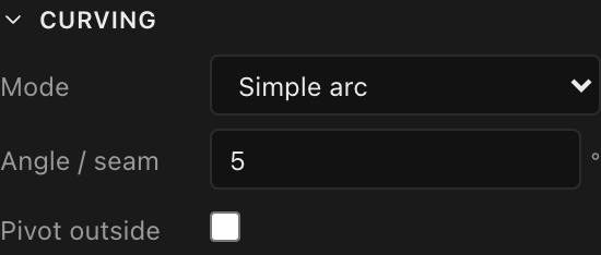 The Curving section in Simple arc mode