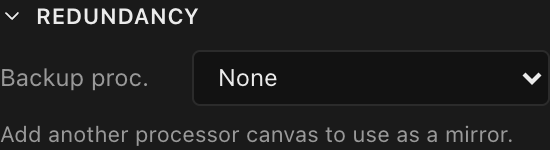The Redundancy section with the Backup proc. dropdown