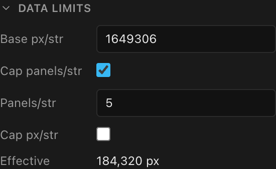 Data limits on a uniform screen: a 5-panel cap, and Effective following it