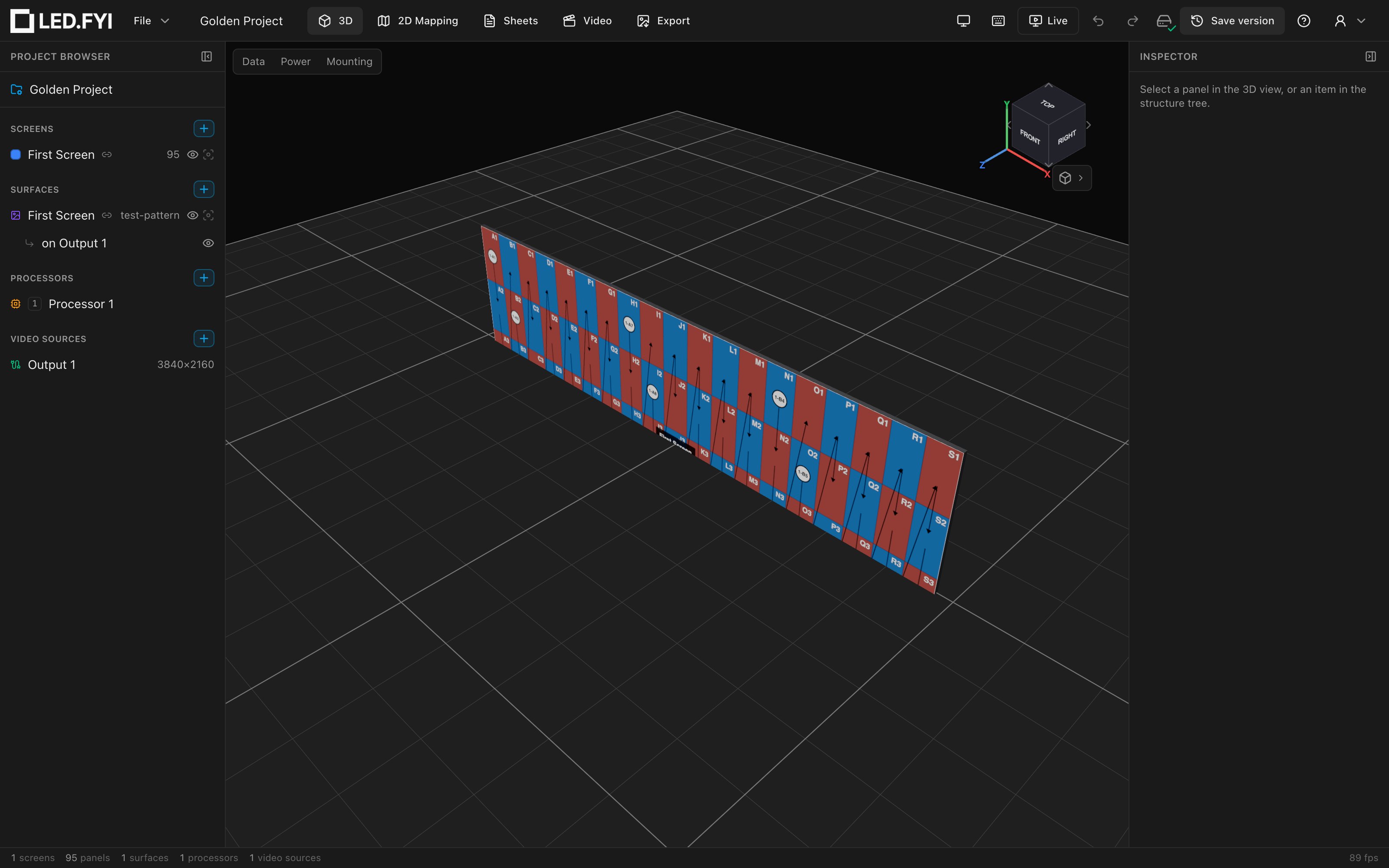 The 3D workbench showing a wall in isometric view