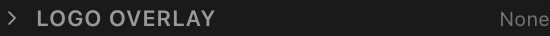The Logo overlay section: show toggle, upload, position, scale, opacity, and padding